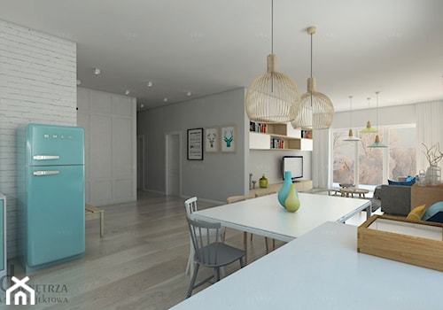 Mieszkanie w Gdańsku - Średnia biała jadalnia w kuchni, styl skandynawski - zdjęcie od AFD Pracownia Projektowa