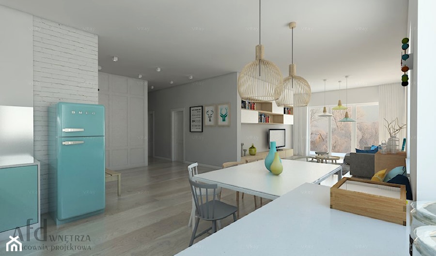 Mieszkanie w Gdańsku - Średnia biała jadalnia w kuchni, styl skandynawski - zdjęcie od AFD Pracownia Projektowa