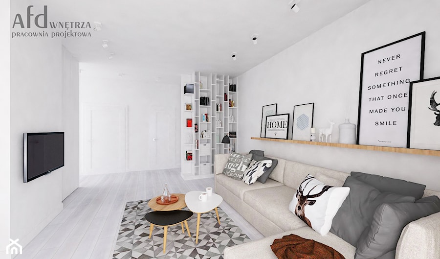 Mieszkanie w skandynawskim stylu - Średni biały salon, styl skandynawski - zdjęcie od AFD Pracownia Projektowa