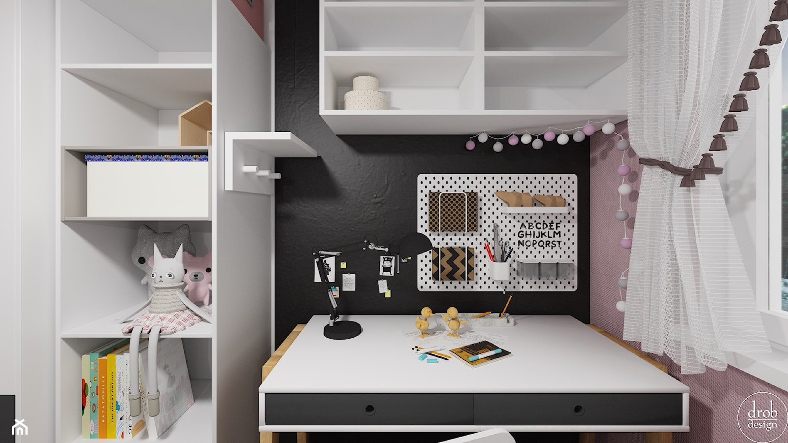 Pokój 7-letniej Julki - widok na biurko - zdjęcie od Drob Design - Homebook