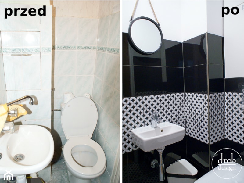 Biało-czarna toaleta - przed i po - zdjęcie od Drob Design - Homebook