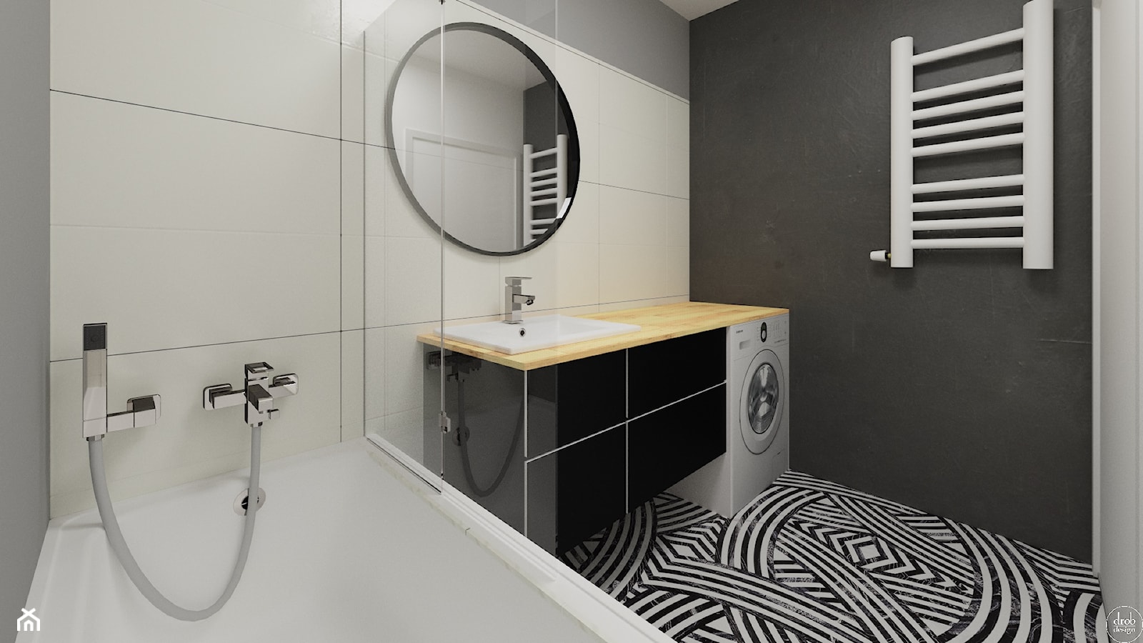 Łazienka biało-czarna - zdjęcie od Drob Design - Homebook