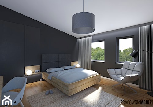 Wnętrza domu w Łodygowicach - Średnia czarna sypialnia, styl minimalistyczny - zdjęcie od MOJO pracownia projektowa