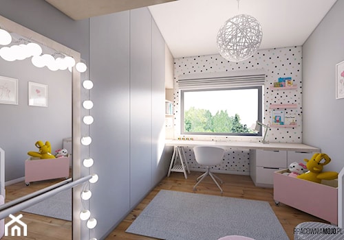 Wnętrza domu w Łodygowicach - Średni biały szary pokój dziecka dla dziecka dla dziewczynki, styl nowoczesny - zdjęcie od MOJO pracownia projektowa