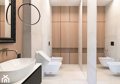 Mikołajki - Średnia bez okna z lustrem łazienka, styl nowoczesny - zdjęcie od na-antresoli