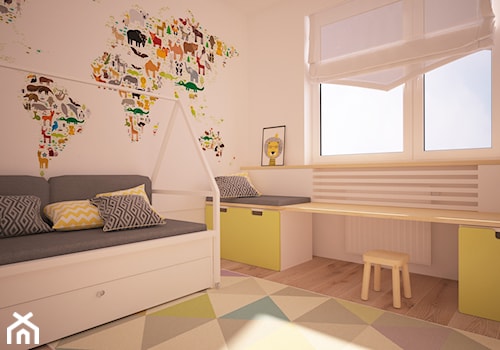 Mieszkanie w Poznaniu - Mały biały pokój dziecka dla dziecka dla dziewczynki, styl skandynawski - zdjęcie od Ai Pracownia Projektowa
