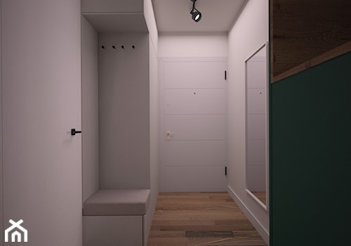 Mieszkanie z zieloną kuchnią - Średni z wieszakiem biały hol / przedpokój, styl nowoczesny - zdjęcie od Ai Pracownia Projektowa