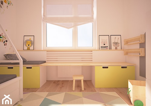 Mieszkanie w Poznaniu - Mały biały pokój dziecka dla dziecka dla chłopca dla dziewczynki, styl skandynawski - zdjęcie od Ai Pracownia Projektowa