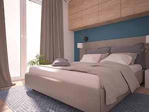 Mieszkanie na warszawskim Bemowie - Mała biała niebieska sypialnia, styl skandynawski - zdjęcie od Ai Pracownia Projektowa