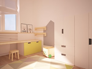 Mieszkanie w Poznaniu - Mały biały szary pokój dziecka dla dziecka dla chłopca dla dziewczynki, styl skandynawski - zdjęcie od Ai Pracownia Projektowa