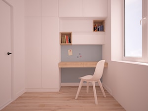 Mieszkanie na warszawskim Bemowie - Małe z zabudowanym biurkiem białe biuro, styl skandynawski - zdjęcie od Ai Pracownia Projektowa