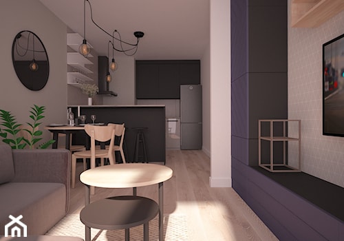 Mieszkanie w Lublinie - Mały szary salon z kuchnią z jadalnią, styl nowoczesny - zdjęcie od Ai Pracownia Projektowa