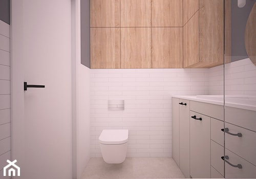 Mieszkanie z zieloną kuchnią - Mała bez okna łazienka, styl nowoczesny - zdjęcie od Ai Pracownia Projektowa