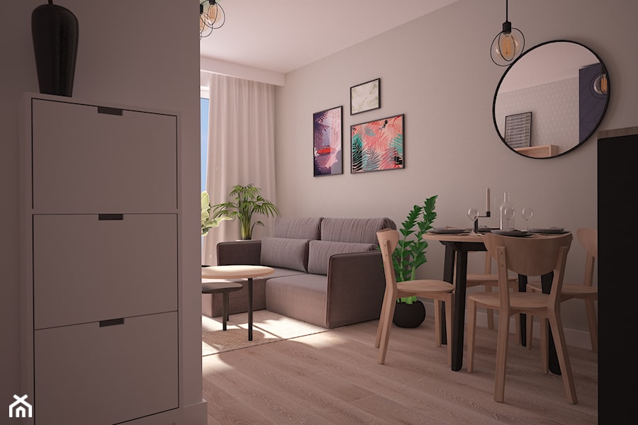 Mieszkanie w Lublinie - Mały szary salon z jadalnią, styl nowoczesny - zdjęcie od Ai Pracownia Projektowa