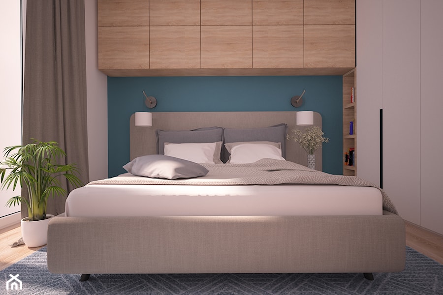 Mieszkanie na warszawskim Bemowie - Średnia biała niebieska sypialnia, styl skandynawski - zdjęcie od Ai Pracownia Projektowa