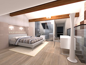 sypialnia na poddaszu - Sypialnia, styl nowoczesny - zdjęcie od Projektowanie Wnętrz "ART LINE"