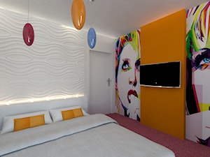 Osiedle w Kutnie - Mała biała z panelami tapicerowanymi sypialnia, styl nowoczesny - zdjęcie od Arthome