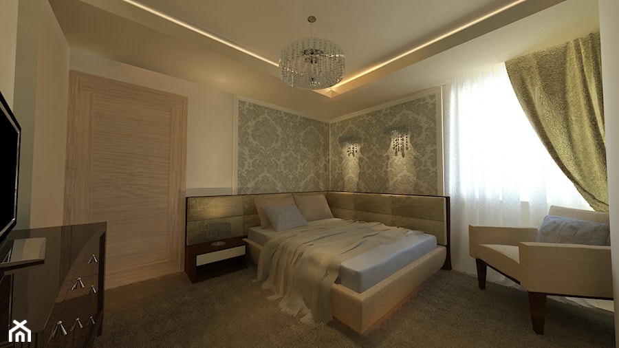 Sypialnie - Średnia biała szara sypialnia, styl tradycyjny - zdjęcie od Arthome