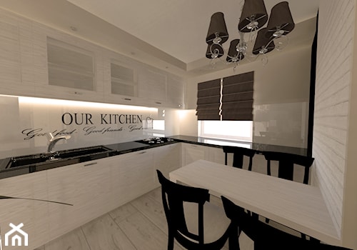 Kuchnie - Średnia zamknięta biała z podblatowym zlewozmywakiem kuchnia w kształcie litery l, styl tradycyjny - zdjęcie od Arthome