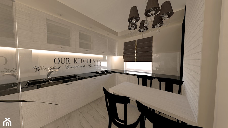 Kuchnie - Średnia zamknięta biała z podblatowym zlewozmywakiem kuchnia w kształcie litery l, styl tradycyjny - zdjęcie od Arthome