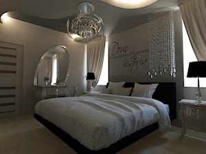 Sypialnie - Duża beżowa szara sypialnia, styl glamour - zdjęcie od Arthome