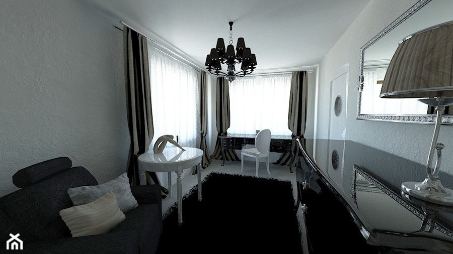 Średnie z sofą białe biuro, styl glamour - zdjęcie od Arthome
