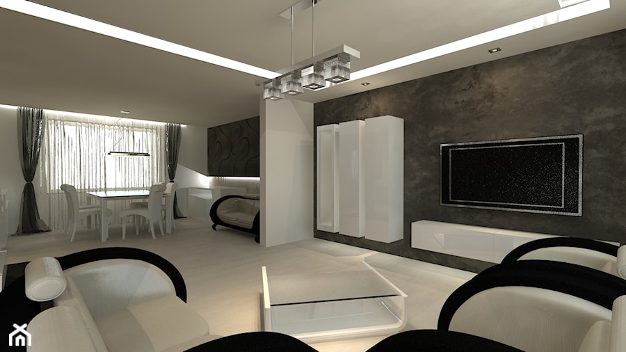 Mieszkanie w Zgierzu - Średni biały szary salon z jadalnią, styl minimalistyczny - zdjęcie od Arthome