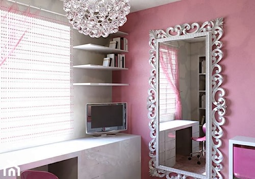 Pokoje dziecięce - młodzieżowe - Średni różowy szary pokój dziecka dla nastolatka dla dziewczynki, styl glamour - zdjęcie od Arthome