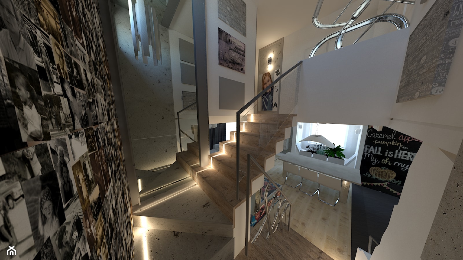 Dom - Schody dwubiegowe betonowe, styl nowoczesny - zdjęcie od Arthome - Homebook