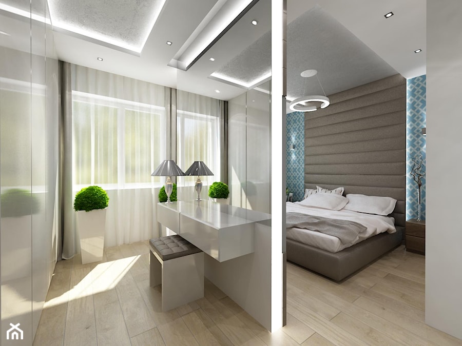 podzielona sypialnia - Mała szara sypialnia - zdjęcie od Art&Design Kinga Śliwa