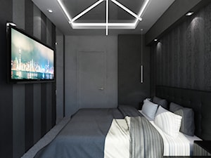 Oświetlenie w sypialni - Średnia czarna szara sypialnia - zdjęcie od Art&Design Kinga Śliwa