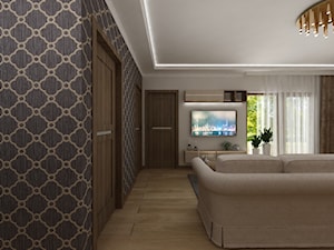 tapety w nowoczesnym apartamentowcu - Mały czarny szary salon - zdjęcie od Art&Design Kinga Śliwa
