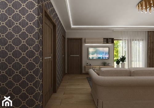 tapety w nowoczesnym apartamentowcu - Mały czarny szary salon - zdjęcie od Art&Design Kinga Śliwa