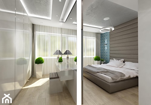 podzielona sypialnia - Średnia szara sypialnia - zdjęcie od Art&Design Kinga Śliwa