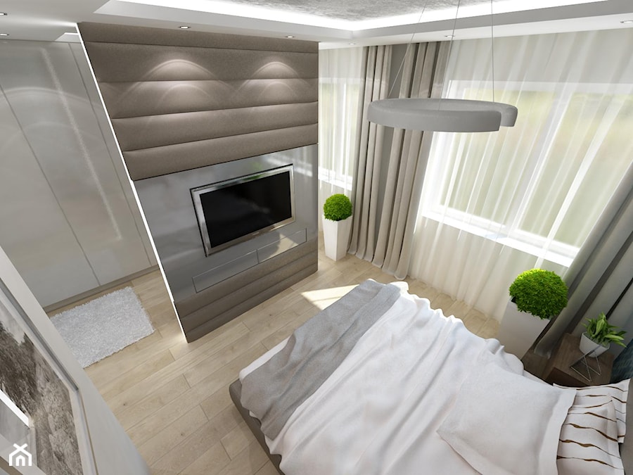 podzielona sypialnia - Mała szara sypialnia - zdjęcie od Art&Design Kinga Śliwa