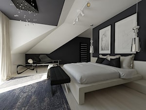 Dom jednorodzinny - Duża czarna sypialnia na poddaszu, styl nowoczesny - zdjęcie od Art&Design Kinga Śliwa