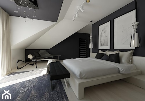 Dom jednorodzinny - Duża czarna sypialnia na poddaszu, styl nowoczesny - zdjęcie od Art&Design Kinga Śliwa