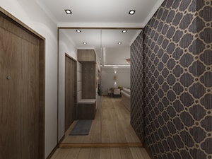 tapety w nowoczesnym apartamentowcu - Średni z wieszakiem czarny szary hol / przedpokój - zdjęcie od Art&Design Kinga Śliwa