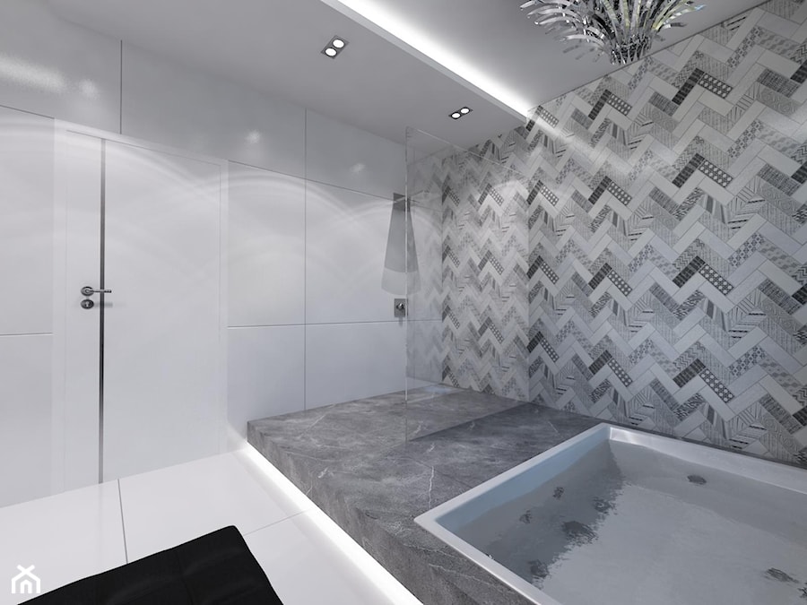 Domowe SPA - Średnia bez okna z marmurową podłogą z punktowym oświetleniem łazienka - zdjęcie od Art&Design Kinga Śliwa
