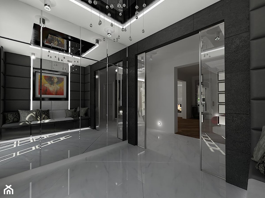 Dom jednorodzinny - Duży biały czarny hol / przedpokój, styl nowoczesny - zdjęcie od Art&Design Kinga Śliwa