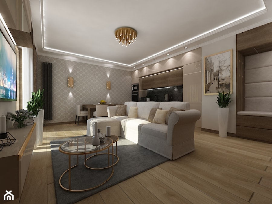 tapety w nowoczesnym apartamentowcu - Salon - zdjęcie od Art&Design Kinga Śliwa