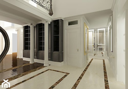 Dom 250 m2 - Duży biały hol / przedpokój, styl tradycyjny - zdjęcie od Fusion Design