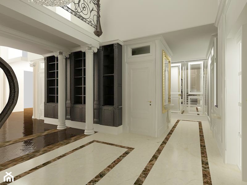 Dom 250 m2 - Duży biały hol / przedpokój, styl tradycyjny - zdjęcie od Fusion Design