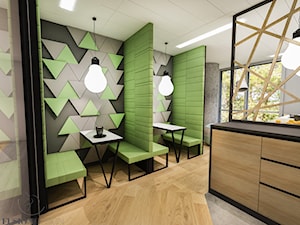 Projekt pomieszczeń biurowych dla ASB Group - Duże z sofą z zabudowanym biurkiem szare biuro, styl nowoczesny - zdjęcie od Fusion Design