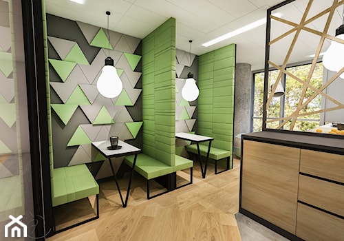 Projekt pomieszczeń biurowych dla ASB Group - Duże z sofą z zabudowanym biurkiem szare biuro, styl nowoczesny - zdjęcie od Fusion Design