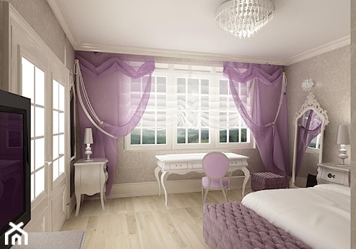 Dom 250 m2 - Średnia szara z biurkiem sypialnia, styl tradycyjny - zdjęcie od Fusion Design