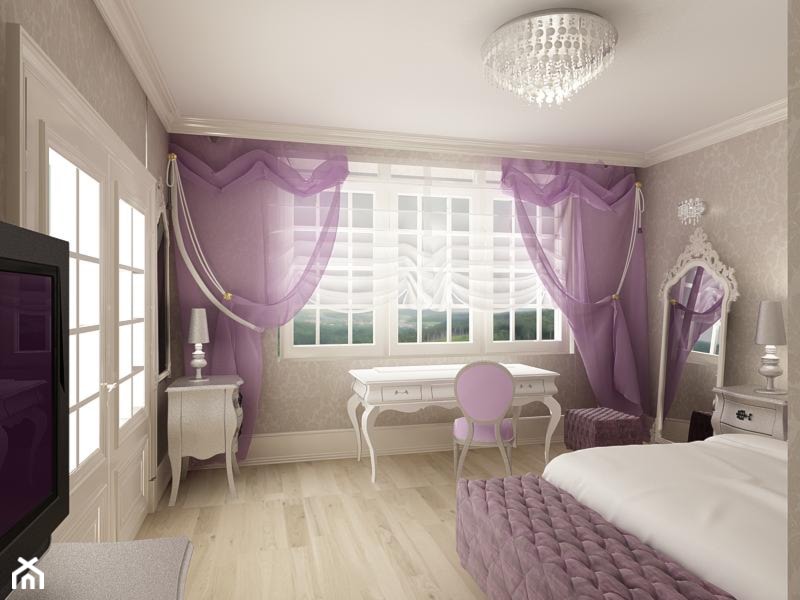 Dom 250 m2 - Średnia szara z biurkiem sypialnia, styl tradycyjny - zdjęcie od Fusion Design