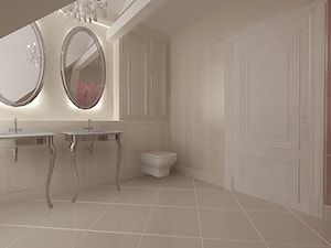 Dom 250 m2 - Średnia na poddaszu bez okna z dwoma umywalkami łazienka, styl tradycyjny - zdjęcie od Fusion Design