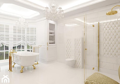 Dom 250 m2 - Duża jako pokój kąpielowy łazienka z oknem, styl tradycyjny - zdjęcie od Fusion Design