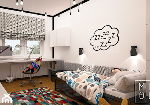 Średni biały pokój dziecka dla nastolatka dla chłopca, styl nowoczesny - zdjęcie od Mood-LAB